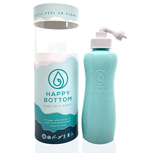 Happy Bottom Portable Bidet | Leak Free Handheld Travel Bidet and Peri Bottle with Angled Nozzle Sprayer | 400 ml Capacity | with Travel Bag - color: Caribbean Sea Turquoise