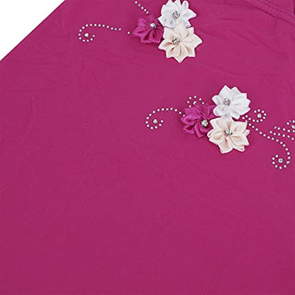 Girls Ice Silk Muslim Khimar Hijab Headscarf Flower Arab Scarf Shawls Neck Wrap Islamic Head Wrap for Age 2-7 Years - color: Style 3-hot Pink