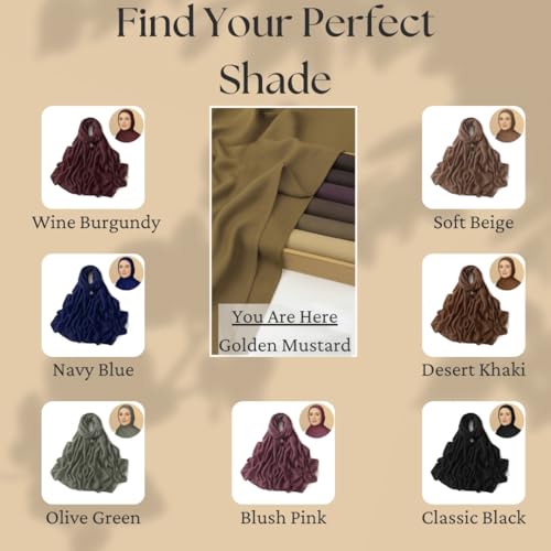 Premium Breathable Modal Cotton Hijab for Women, Lightweight, Non-Slip, Soft & Elegant Scarf for Everyday Wear - color: Mustard Yellow