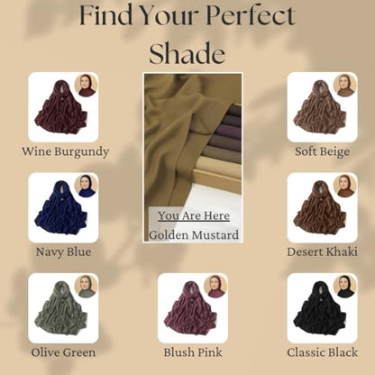Premium Breathable Modal Cotton Hijab for Women, Lightweight, Non-Slip, Soft & Elegant Scarf for Everyday Wear - color: Mustard Yellow