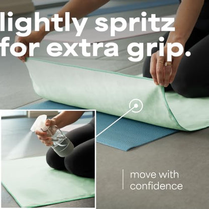 S&T INC. Aura Microfiber Yoga Mat Towel, 2 Pack, 26.5" x 72", Green | Soft and Absorbent, Quick-Dry for Gym, Pilates, and Hot Yoga, Compact for Gym Bag, Machine Washable - color: Green 2pk