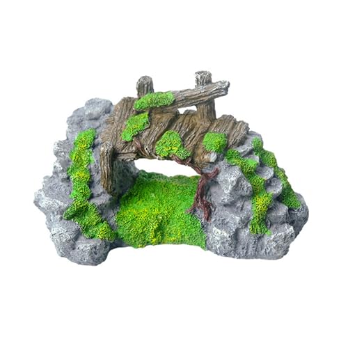 Fish Tanks Bridge Grass Simulation Landscape Large Rockery Fishtank Landscaping Fish Tanks Bridge Rockery Underwater Landscape Decors