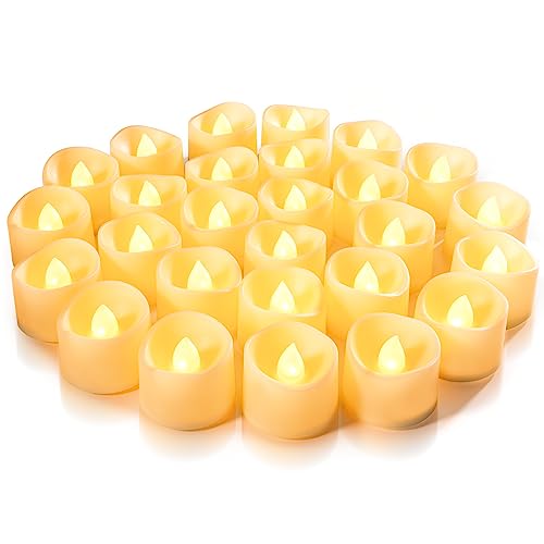 Homemory 24-Pack Flameless LED Tea Lights Candles Battery Operated, 200+Hour Fake Electric Candles TeaLights for Votive, Aniversary, Wedding Centerpiece Table Decor, Funeral, Halloween, Christmas - color: Warm White Glow – Ivory Body, size: Pack of 24