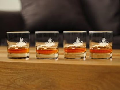 Fly Fishing Whiskey Rocks Glass for Flyfishing Gifts - 10.25 oz - Set of 4 | Bevvee Fishing gift ideas for anglers, fishermen and lake house bars. Old fashioned glass for whiskey, bourbon and cocktails - style: Set of 4
