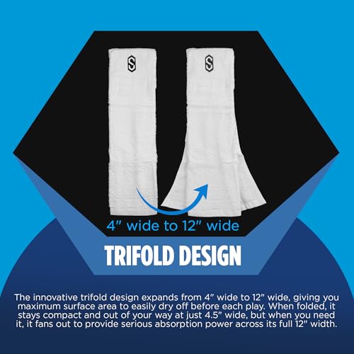 Sports Unlimited Xtra Soft Football Towel, Sports Towel with Hook and Loop Closure to Clean Football Visor and Football Gloves - color: White