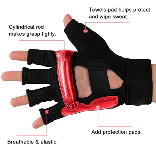 FitsT4 Sports Half Mitts MMA UFC Training Boxing Punch Bag Martial Arts Gloves - color: Red, size: X-Small