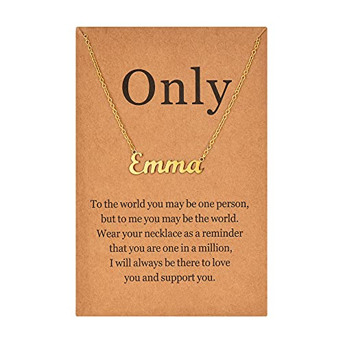 Lcherry Name Necklace Personalized for Women Gold Plated Nameplate Necklace Gifts for Girls - style: Emma