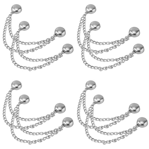 8pcs Multi-Function Magnetic Clothing Clips, Magnetic Button Clips with Chain Widely Used Magnet Clothing Pins Pant Waist Tightener Clip for Shirt Skirt Pants Dress(Silver) - color: Silver