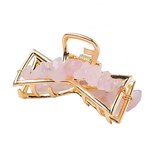 Natural Rose Quartz Elegant Gravel Crystal Decorative Jewelry,Crystals and Healing Stones,Use Everyday Hair Styling - color: Rose Quartz