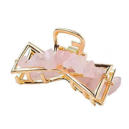 Natural Rose Quartz Elegant Gravel Crystal Decorative Jewelry,Crystals and Healing Stones,Use Everyday Hair Styling - color: Rose Quartz