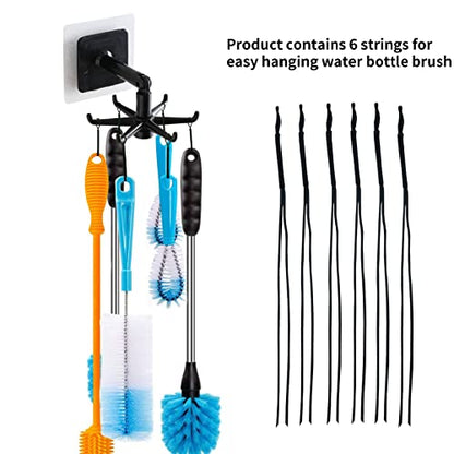 YeeBeny 360 Degrees Rotating Folding Hook Self-Adhesive 180 Degrees | Self Adhesive Utensil Rail With Hooks For Baby & Bottle Brush Holder - color: Black