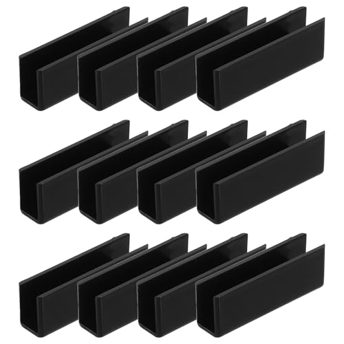 uxcell 12Pcs Plastic Glass Connector, Suitable for 8mm Thick 180 Degree Glass to Glass Clamp, Fixing Bracket Rimless Clip Holder for Aquarium Fish Tank Display Shelves, Black - color: Black, size: 8mm