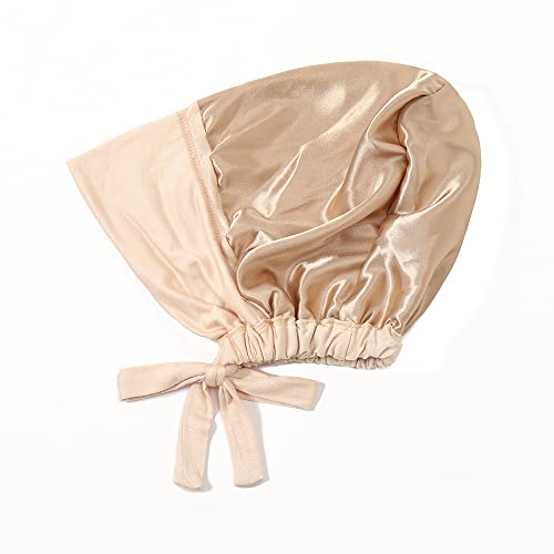 Women Under Scarf Hat Hijab Undercap Islamic Muslim Under Scarf Hijab Cap with Tie-Back Closure - color: Black2+beige2