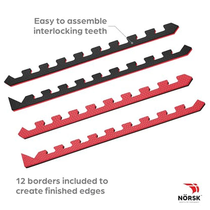 Dual-Sided Reversible 1/2" Foam Exercise Mats for Home Gym - Interlocking EVA Foam Tiles - color: Red / Black, size: 6 Tiles - 24 Sq. Ft.