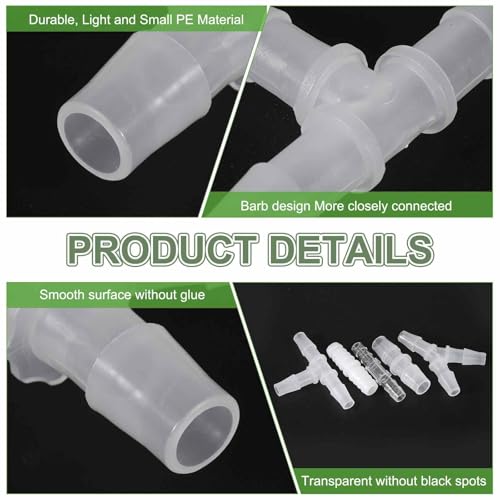 MECCANIXITY 10pcs Plastic Hose Barb Fitting, 3/8" x 3/8" t Shape Tee Barbed Hose Pipe Fitting Splicer Mender Joint Adapter for Water Liquid Fuel Line Tube, Clear - color: Clear, size: 3/8" x 3/8"