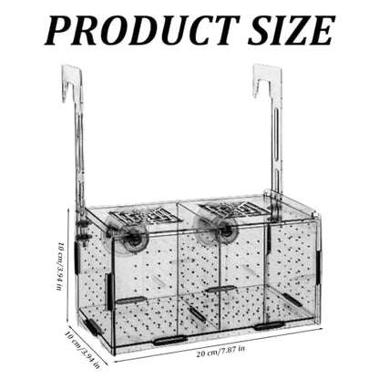 8x4x4 Transparent Insulation Fish Breeding Box Detachable Acrylic Small Fish Tank with Suction Cups for Shrimp Clown and Guppy Breeder Box
