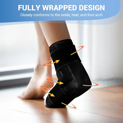 Comfytemp Ankle Foot Ice Pack Wrap for Plantar Fasciitis Relief, Ankles Brace for Sprain, Heel Spur, Swelling, Achilles Tendonitis, Cold Bag for Injuries Reusable, Hot Cold Compress, 1 Pack (Black) - size: Black Large(1 Pack)