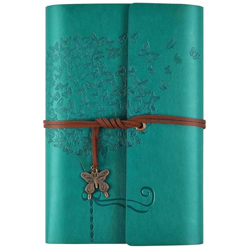 OMEYA Leather Journal Notebook, Refillable Writing Journal Diary Planner for Women Girls (Blue, A6 7.3'' x 5.1'') - color: Blue, size: A6 7.3'' x 5.1''