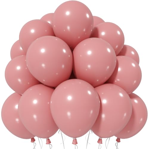 Jobkoo Dusty Pink Balloons 12 Inch, Vintage Retro Blush Pink Latex Balloon - color: 06-pink-22