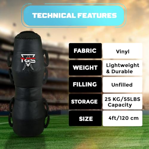 PGS Grappling Dummy with Handles, MMA Floor Punching Bag, Ground and Pound Training Throwing Striving BJJ MMA Punching Dummy Strong Vinyl Material for Pro Training - UNFILLED