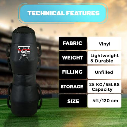 PGS Grappling Dummy with Handles, MMA Floor Punching Bag, Ground and Pound Training Throwing Striving BJJ MMA Punching Dummy Strong Vinyl Material for Pro Training - UNFILLED