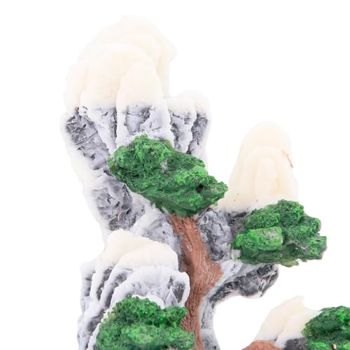 Mountain Waterfall Aquarium Decoration – Natural Rock Cliff with Trees & Stream, Hand-Painted Resin Fish Tank Ornament