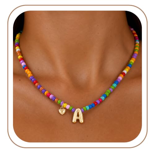 Colorful Initial Necklaces Fashion Stuff 18K Gold Plated Letter A-Z - color: A.
