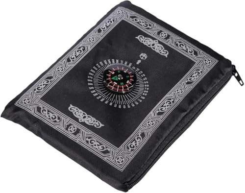 Prayer Rug Polyester Portable Braided Mats Simply Print with Compass in Pouch Travel Home Mat Blanket 100x60cm