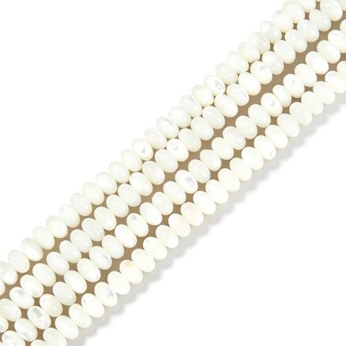 3x4mm Natural White Mother of Pearl Shell Rondelle Beads for Jewelry Making - color: 3x4mm Abacus Rondelle Shape