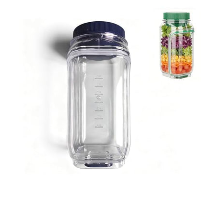 Salad Jar with Side Opening - Leakproof Salad Container & Pod, Mason Jar with Dressing Cup, Portable Lunch Container for Meal Prep, Dishwasher & Freezer Safe, for Office, Gym (Dark Blue) - color: Dark Blue