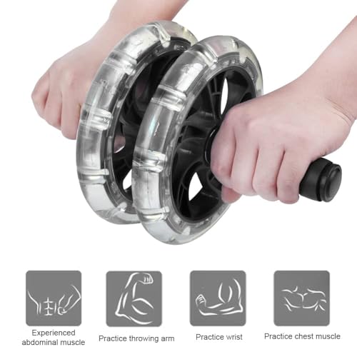 HERCHR Ab Roller Wheel Fitness Roller Ab Exercise Wheels Kit Push-Up Bar - Home Gym Equipment for Men Women Core Strength Abdominal Exercise