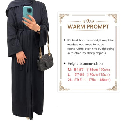 2PCS Women's Muslim Dresses Abaya Islamic Dubai Prayer Dress Robe Long Cardigan Maxi Dress - color: Black, size: Medium