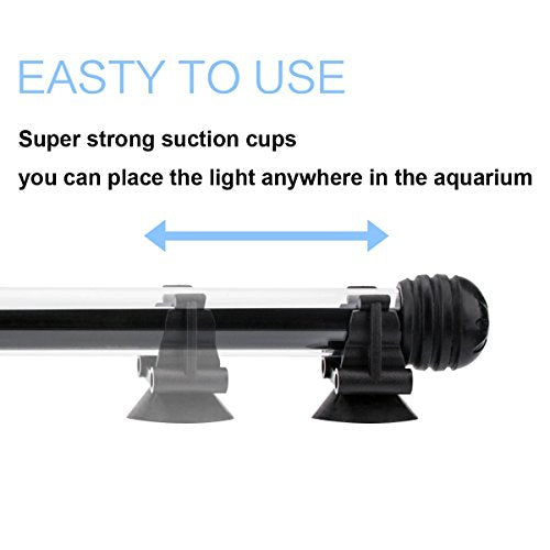 15 inches LED Aquarium Light, 2.5W Fish Tank Light Underwater Light Submersible Crystal Glass Lights, 21 LED Beads 12 Colors 19 Modes Brightness Adjustable Memory Function IP68 Waterproof - size: 15 Inch (Pack of 1)