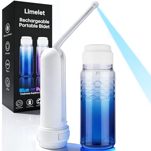 Portable Bidet for Travel & Postpartum Care - 320ML Handheld Peri Bottle with 3 Pressure Settings & 800mAh Battery, IPX6 Waterproof for Women Hygiene and Outdoor Use - color: Blue