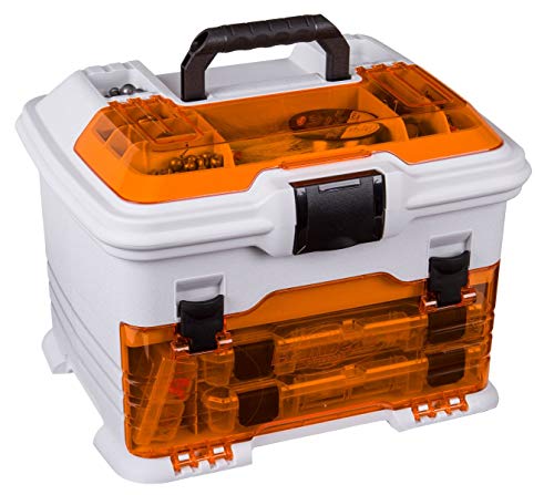 Flambeau Outdoors T4P Pro Multiloader Tackle Box, 5 Zerust Tuff Tainers | Compact hard tackle station with 5 Zerust Tuff Tainers, bulk compartment, 6 lid compartments, 13.5 x 9.6 x 12in