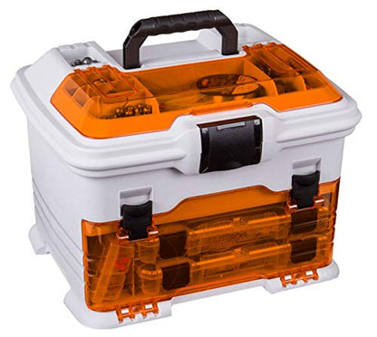 Flambeau Outdoors T4P Pro Multiloader Tackle Box, 5 Zerust Tuff Tainers | Compact hard tackle station with 5 Zerust Tuff Tainers, bulk compartment, 6 lid compartments, 13.5 x 9.6 x 12in