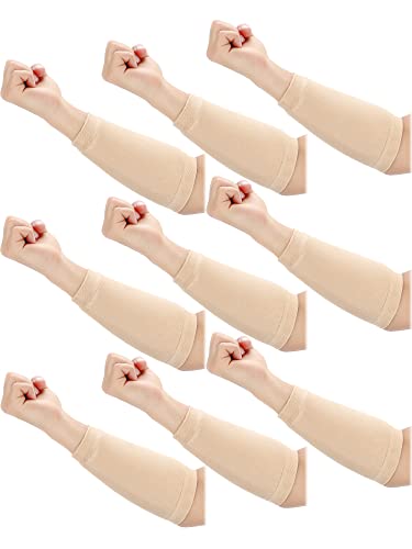Janmercy 9 Pairs Arm Protectors for Thin Skin and Bruising Arm Guards Elderly Protective Sleeves for Gardener Working - color: Beige