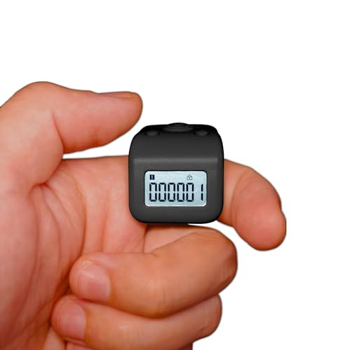 Rechargeable Finger Counter, IPX8 Waterproof Lap Counter, Silent 6 Channels Digital Tasbih Tally Clicker with LED for Prayer Swimming Knitting Gift - color: Black