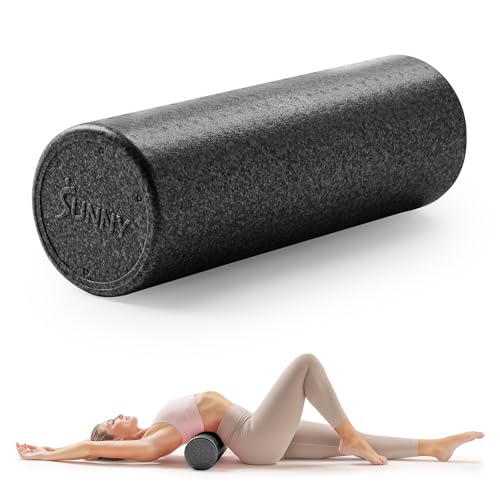 Sunny Health & Fitness High-Density Foam Roller 12" to 36", for Stretching & Muscle Recovery – Black, Blue, Pink - color: Black, size: 36-Inch