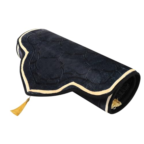 haozaikeji Muslim Prayer Rug Islamic Turkish Prayer Mat Thick Soft Janamaz Sajada Rug Praying Carpet for Ramadan Eid Travel - color: Black, size: L 25.59*43.43 inch (65*110cm)