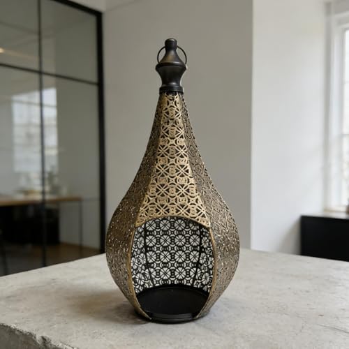 15.8inch Moroccan Lantern Lamp Decorative Candle Holders for Ramadan Decorations, Hanging, Outdoor Patio or Porch, Indoor Home Decor Gold - color: 15.8in-flower Gold