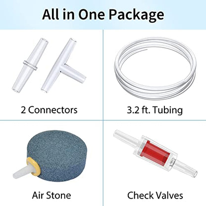 Uniclife Aquarium Air Pump Dual Outlet Fish Tank Aerator with Accessories for 5-200 Gallon Tank - style: 5 - 30 Gallons