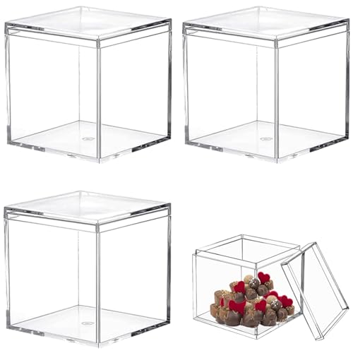 Acrylic Candy Box Clear Boxes with Lids Acrylic Display Cube Lucite Boxes for Gifts Weddings Party Favors Plastic Storage Box - size: 2.2 x 2.2 x 2.2 Inch