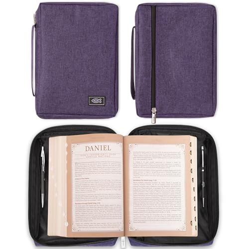 Christian Art Gifts Poly-Canvas Value Bible Cover for Men/Women's, Jesus Fish, Purple Canvas, Small - color: Purple/Jesus Fish, size: Small