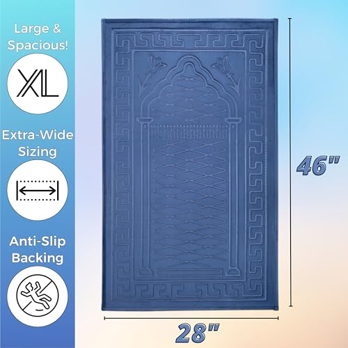 Sacred Artisans Padded Prayer Mat Thick with Soft Velvet Foam for Men and Women | Prayer Rug and Meditation Mat for Home Travel & Gift (Blue - Padded) - color: Blue - Padded