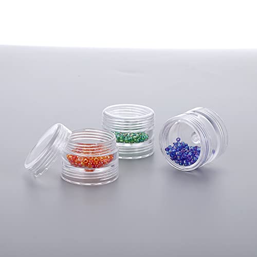 Hipiwe 8 Sets 5-Layer Clear Jewelry Bead Container Small Plastic Sample Jar | Travel Makeup Sample Boxes, Round Storage Jars Pots for Sewing Pills Nail Art Craft Accessories - size: 8Packs 1.2"D x 3.1"H