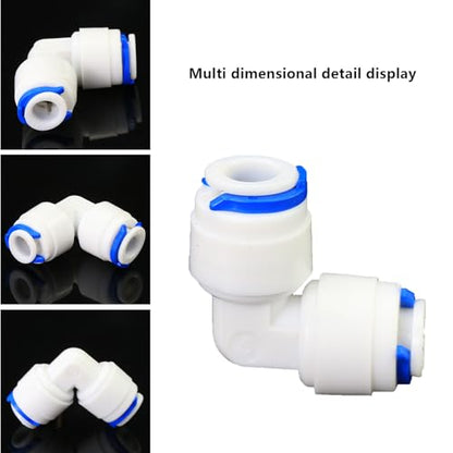 1/4" Push-Fit Elbow & Straight Combo for RO System, 5 Pcs | 90-degree elbow and straight push-in adapters for reverse osmosis water filters, purifiers & under sink plumbing. - style: 1/4 inch quick connect elbow