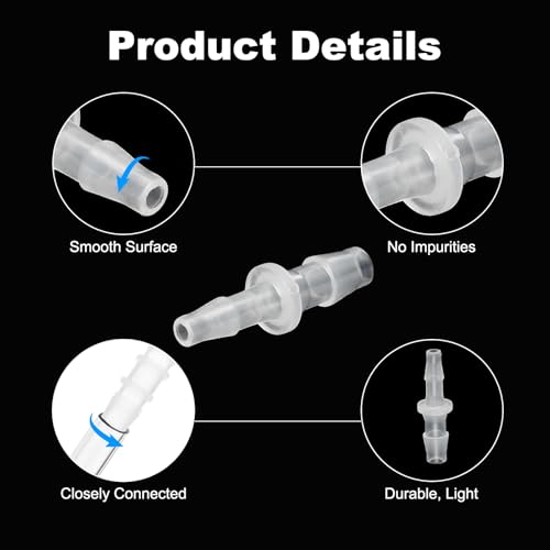 PATIKIL 1/4" x 3/16" Plastic Hose Barb Fitting, 2 Pcs Thru-Bulk Pipe Connectors Barbed Splicer Mender Joint Adapter Union for Aquarium Fuel Gas Liquid Air - size: 1/4" x 3/16"