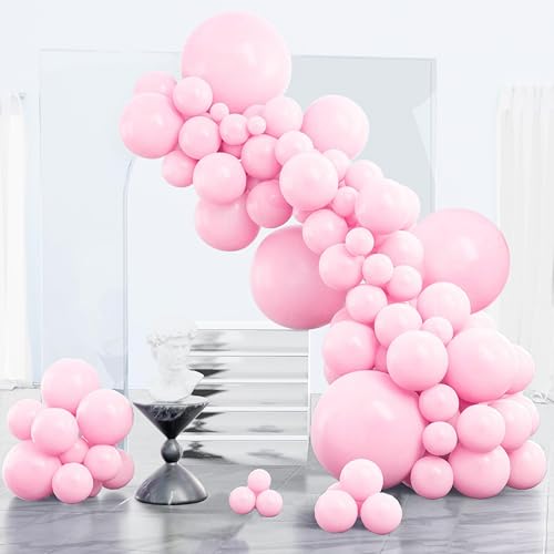 PartyWoo Baby Pink Balloons 152pcs Pastel Pale Light Pink Different Sizes - color: Pink-q05