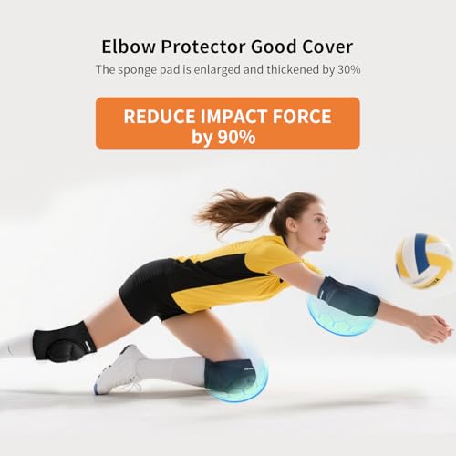 Volleyball Elbow Pads Youth 2XS-XL - Kids Teens Elbow Protector with Thicken Sponge Breathable Padding - color: Black, size: Medium